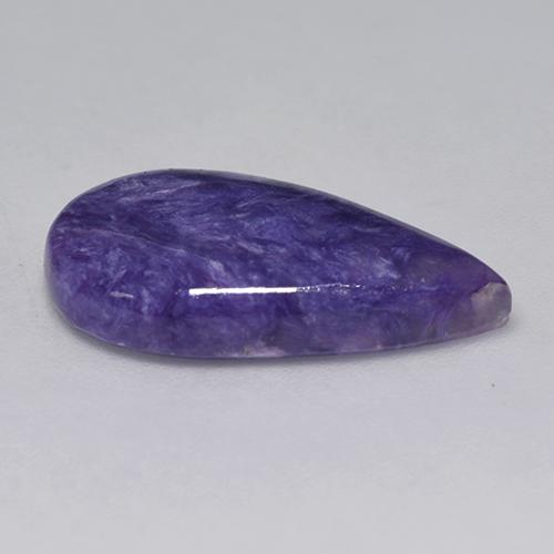 5.87캐럿 천연 딥 바이올렛 차로아이트, 배 모양, 19.2×10.7 mm, 불투명체