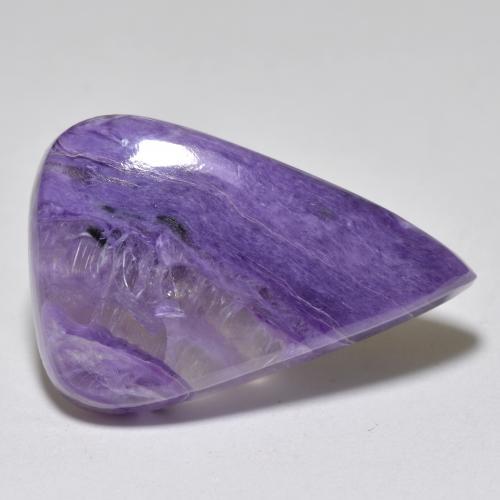 21.84캐럿 천연 미디엄 다크 바이올렛 차로아이트, 배 모양, 26.1×17.7 mm, 투명한