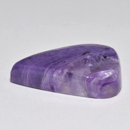 21.84캐럿 천연 미디엄 다크 바이올렛 차로아이트, 배 모양, 26.1×17.7 mm, 투명한