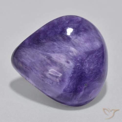 12.93캐럿 천연 미디엄 바이올렛 차로아이트, 배 모양, 18.5×17.5 mm, 불투명체