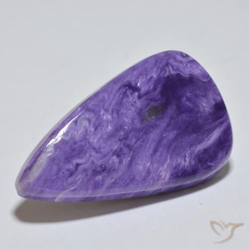 25.37캐럿 천연 미디엄 바이올렛 차로아이트, 배 모양, 33×19.2 mm, 불투명체