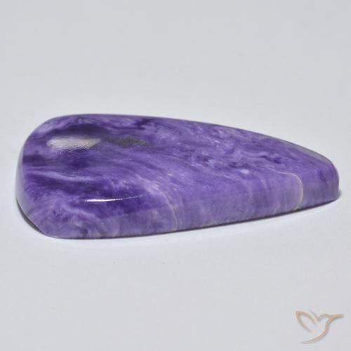 25.37캐럿 천연 미디엄 바이올렛 차로아이트, 배 모양, 33×19.2 mm, 불투명체