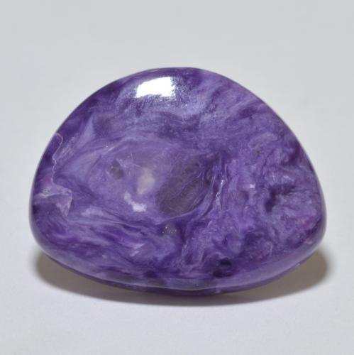 9.66캐럿 천연 미디엄 바이올렛 차로아이트, 멋진 모양, 20.2×15.6 mm, 불투명체