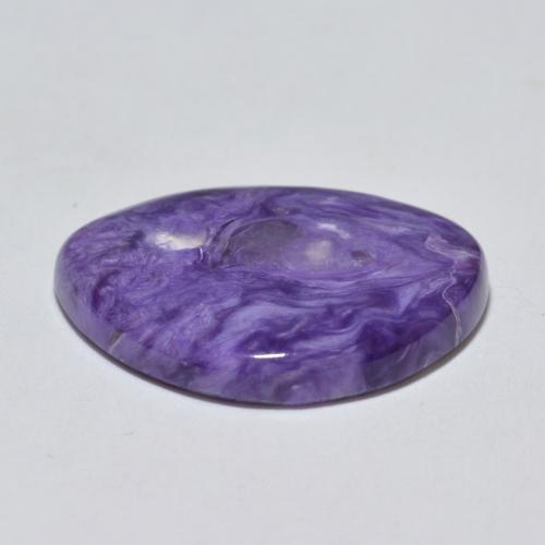 9.66캐럿 천연 미디엄 바이올렛 차로아이트, 멋진 모양, 20.2×15.6 mm, 불투명체