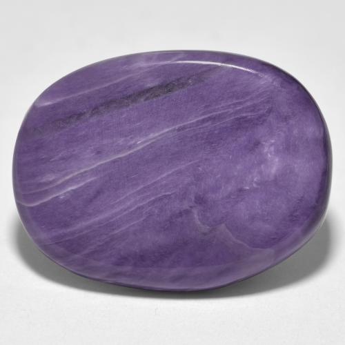 15.18캐럿 천연 벨벳 퍼플 바이올렛 차로아이트, 타원형 컷, 22.1×16.7 mm, 불투명체