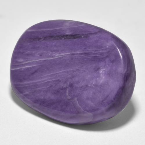 15.18캐럿 천연 벨벳 퍼플 바이올렛 차로아이트, 타원형 컷, 22.1×16.7 mm, 불투명체