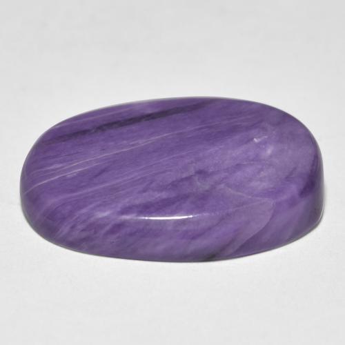 15.18캐럿 천연 벨벳 퍼플 바이올렛 차로아이트, 타원형 컷, 22.1×16.7 mm, 불투명체