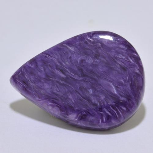 15.17캐럿 천연 다크 바이올렛 차로아이트, 배 모양, 24.4×18 mm, 불투명체