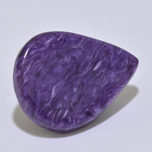 15.17캐럿 천연 다크 바이올렛 차로아이트, 배 모양, 24.4×18 mm, 불투명체