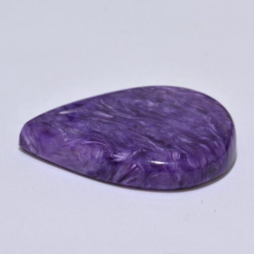 15.17캐럿 천연 다크 바이올렛 차로아이트, 배 모양, 24.4×18 mm, 불투명체
