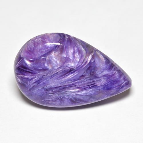 9.13캐럿 천연 미디엄 바이올렛 차로아이트, 배 모양, 20.5×13.4 mm, 불투명체