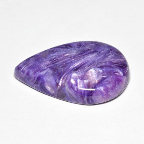 9.13캐럿 천연 미디엄 바이올렛 차로아이트, 배 모양, 20.5×13.4 mm, 불투명체