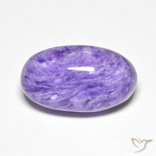 7.11캐럿 천연 미디엄 바이올렛 차로아이트, 타원형 컷, 16.3×9.3 mm, 불투명체