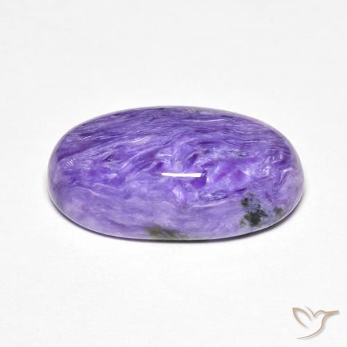 7.11캐럿 천연 미디엄 바이올렛 차로아이트, 타원형 컷, 16.3×9.3 mm, 불투명체