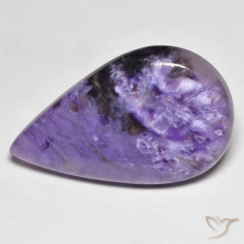 11.83캐럿 천연 미디엄 바이올렛 차로아이트, 배 모양, 24.2×14.8 mm, 불투명체
