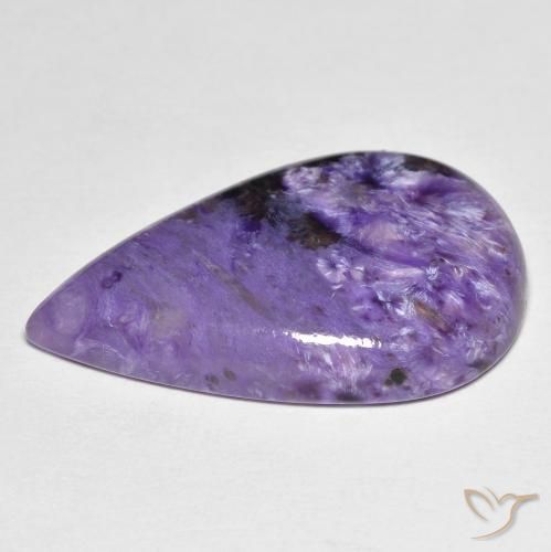 11.83캐럿 천연 미디엄 바이올렛 차로아이트, 배 모양, 24.2×14.8 mm, 불투명체