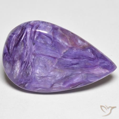 12.72ct 자연스러운 미디엄 바이올렛 차로아이트, 배 모양, 불투명체
