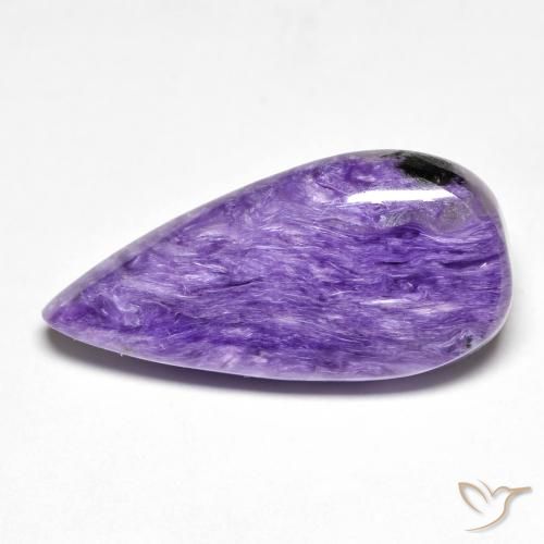 12.77ct 자연스러운 다크 바이올렛 차로아이트, 배 모양, 불투명체