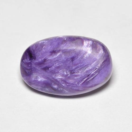 5.19캐럿 천연 라이트 퍼플 바이올렛 차로아이트, 타원형 컷, 15.1×9.8 mm, 불투명체