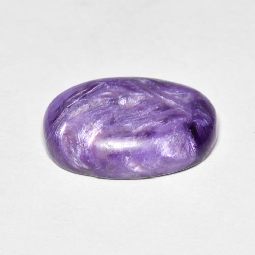 5.19캐럿 천연 라이트 퍼플 바이올렛 차로아이트, 타원형 컷, 15.1×9.8 mm, 불투명체