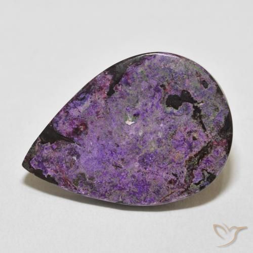 19.23ct 자연스러운 벨벳 퍼플 바이올렛 차로아이트, 배 모양, 불투명체