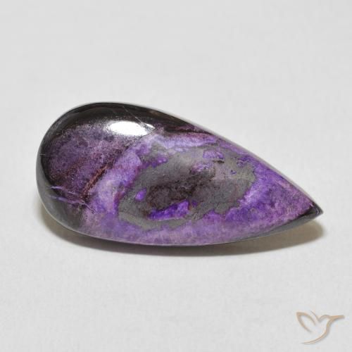 15.16ct 자연스러운 미디엄 딥 바이올렛 차로아이트, 배 모양, 불투명체