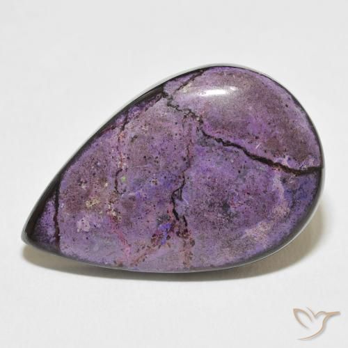 27.14ct 자연스러운 벨벳 퍼플 바이올렛 차로아이트, 배 모양, 불투명체