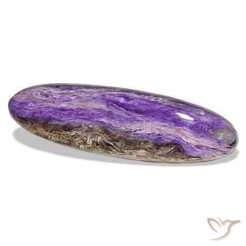 23.32캐럿 천연 미디엄 바이올렛 차로아이트, 타원형 컷, 37.1×11.3 mm, 불투명체