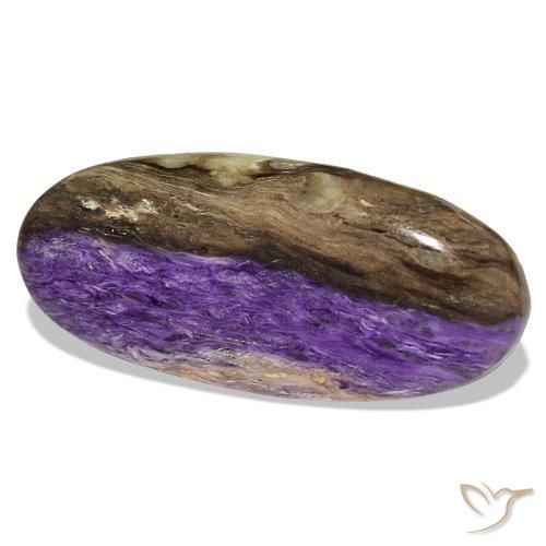 46.40캐럿 천연 미디엄 바이올렛 차로아이트, 타원형 컷, 41.7×18.9 mm, 불투명체