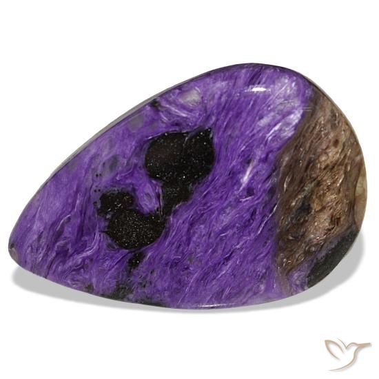 34.66캐럿 천연 Medium Dark-Violet 차로아이트, 배 모양, 33.9×22 mm, 불투명체