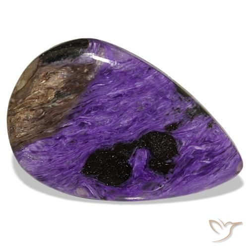 34.66캐럿 천연 Medium Dark-Violet 차로아이트, 배 모양, 33.9×22 mm, 불투명체