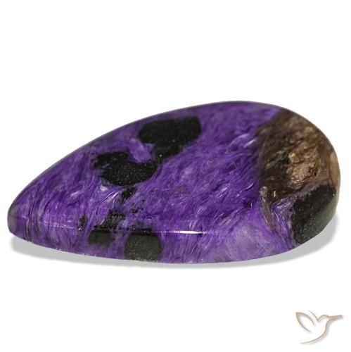 34.66캐럿 천연 Medium Dark-Violet 차로아이트, 배 모양, 33.9×22 mm, 불투명체