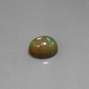 1.03캐럿 천연 멀티컬러 초콜릿 오팔, 투명한, 8×6.2 mm, 투명/반투명