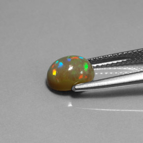 1.03캐럿 천연 멀티컬러 초콜릿 오팔, 투명한, 8×6.2 mm, 투명/반투명