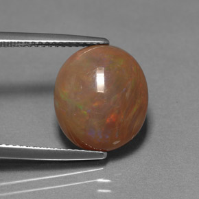6.46캐럿 천연 멀티컬러 초콜릿 오팔, 투명한, 13.5×11.9 mm, 투명/반투명