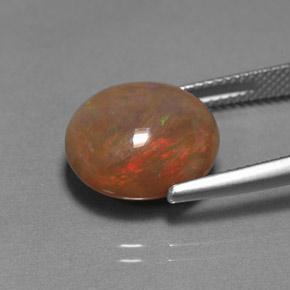 6.46캐럿 천연 멀티컬러 초콜릿 오팔, 투명한, 13.5×11.9 mm, 투명/반투명