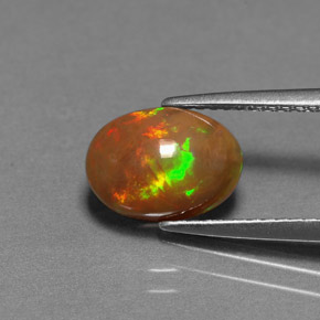 1.30캐럿 천연 멀티컬러 초콜릿 오팔, 투명한, 9.9×7.2 mm, 투명/반투명