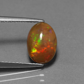 1.30캐럿 천연 멀티컬러 초콜릿 오팔, 투명한, 9.9×7.2 mm, 투명/반투명