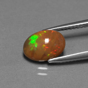 1.30캐럿 천연 멀티컬러 초콜릿 오팔, 투명한, 9.9×7.2 mm, 투명/반투명