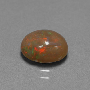 1.42캐럿 천연 멀티컬러 초콜릿 오팔, 타원형 컷, 9.1×7.1 mm, 불투명체