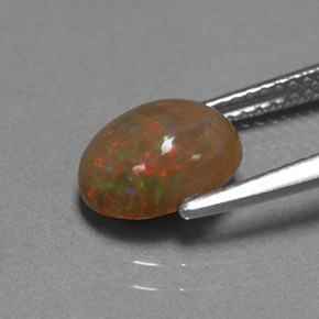 1.42캐럿 천연 멀티컬러 초콜릿 오팔, 타원형 컷, 9.1×7.1 mm, 불투명체