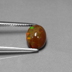 2.17캐럿 천연 멀티컬러 초콜릿 오팔, 투명한, 9.2×7.2 mm, 투명/반투명