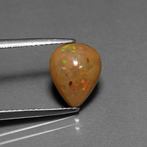 1.64캐럿 천연 멀티컬러 초콜릿 오팔, 배 모양, 10.5×8.5 mm, 불투명체