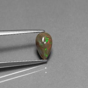 0.61캐럿 천연 멀티컬러 초콜릿 오팔, 배 모양, 8×5 mm, 불투명체