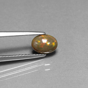 0.46캐럿 천연 멀티컬러 초콜릿 오팔, 타원형 컷, 7.1×5.2 mm, 불투명체