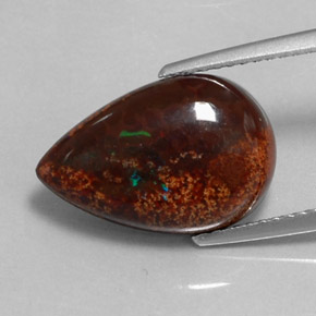 5.15캐럿 천연 다색 초콜릿 오팔, 배 모양, 불투명체