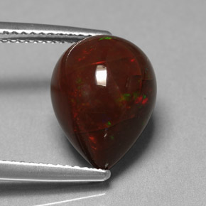 5.45캐럿 천연 멀티컬러 초콜릿 오팔, 배 모양, 13.4×10.2 mm, 불투명체