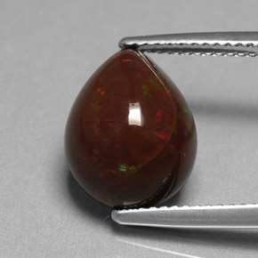5.45캐럿 천연 멀티컬러 초콜릿 오팔, 배 모양, 13.4×10.2 mm, 불투명체