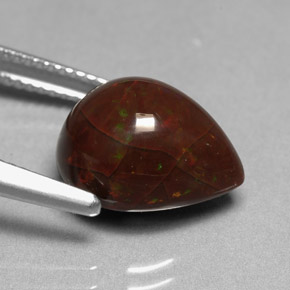 5.45캐럿 천연 멀티컬러 초콜릿 오팔, 배 모양, 13.4×10.2 mm, 불투명체