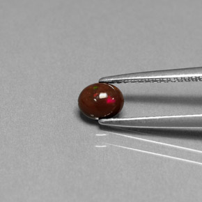 0.32캐럿 천연 멀티컬러 초콜릿 오팔, 타원형 컷, 5.5×4.5 mm, 불투명체